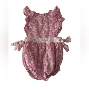Pink Floral Ruffled Baby One-Piece Romper/ Bubble Suit